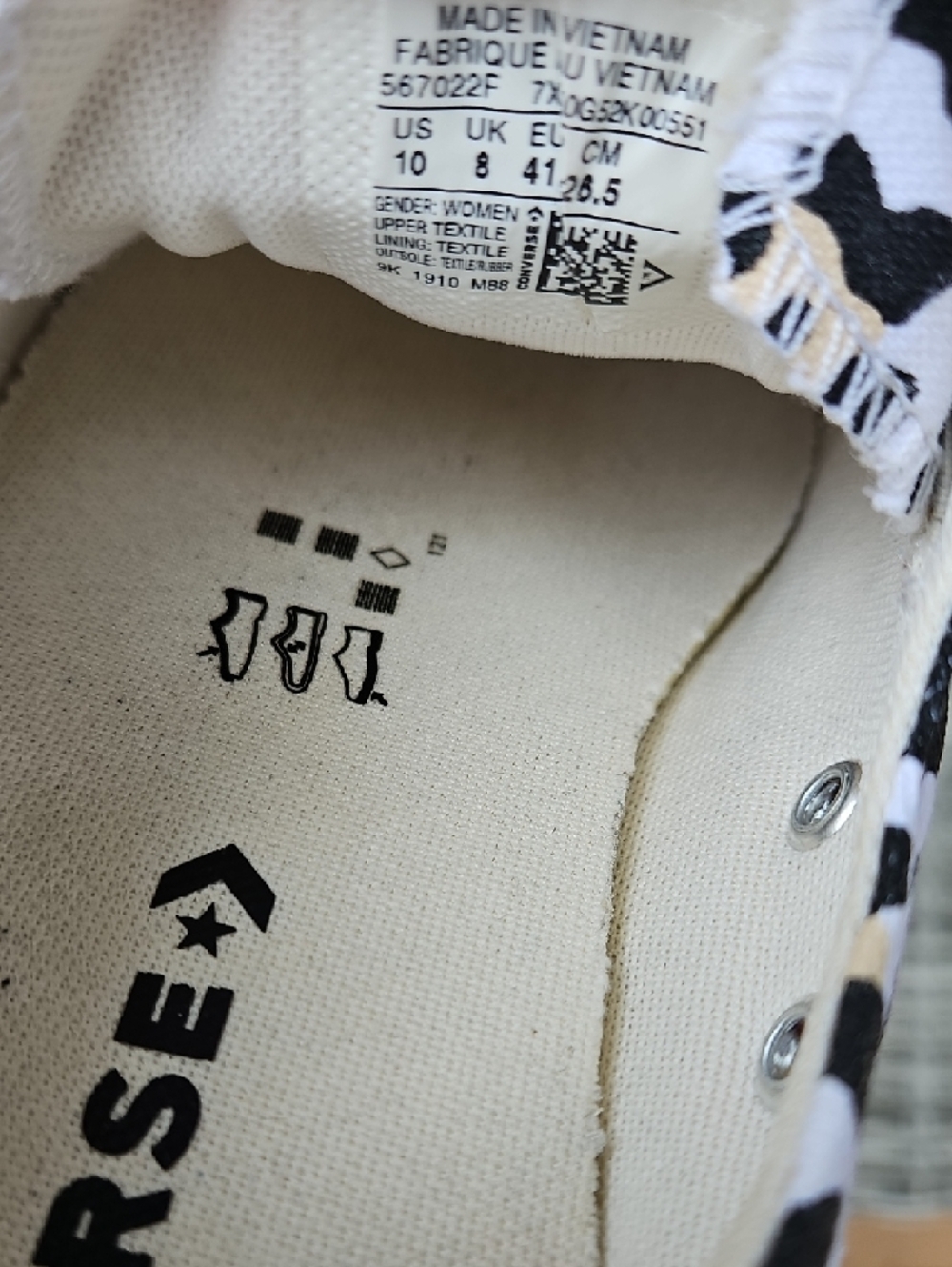 Converse White Low Top Sneakers with Black & Tan Leopard Print - Picture 5 of 7